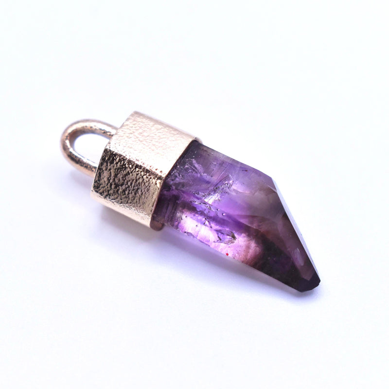 Brandberg Amethyst Harlequin Quartz Gold Pendant: Unique Handmade Healing Jewellery