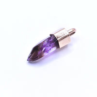 Handmade Brandberg Amethyst Harlequin Quartz Solid Gold Pendant