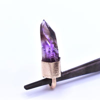 Handmade Brandberg Amethyst Harlequin Quartz Solid Gold Pendant