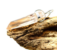 Golden Lemurian Quartz Silver Pendant: Ethically Mined Natural Crystal