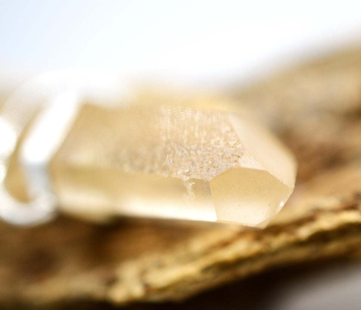 Golden Lemurian Quartz Dow Silver Pendant: Ethically Mined Natural Crystal