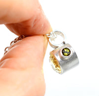 Handmade Citrine & Green Tourmaline Silver Pendant
