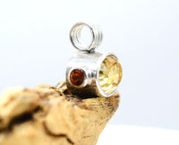 Handmade Citrine, Madeira Citrine & Green Tourmaline Silver Pendant