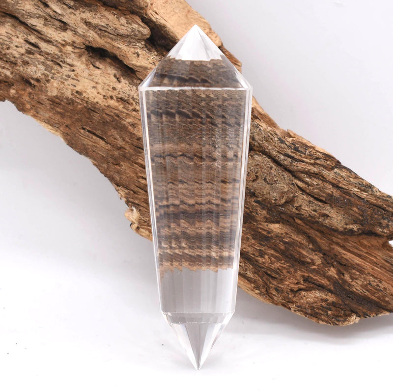 24 Sided Flawless Himalayan Quartz Vogel Wand: Ethically Hand-Mined Natural Crystal