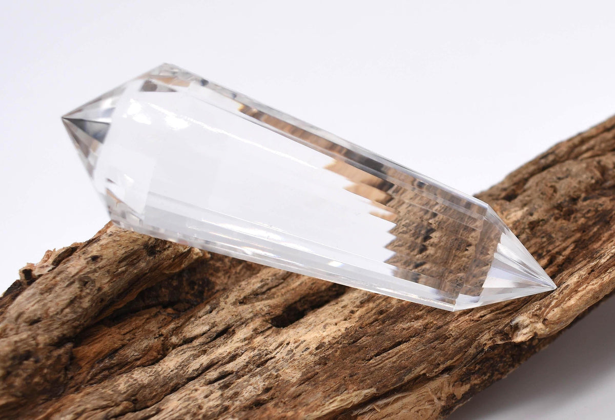 24 Sided Flawless Himalayan Quartz Vogel Wand: Ethically Hand-Mined Natural Crystal
