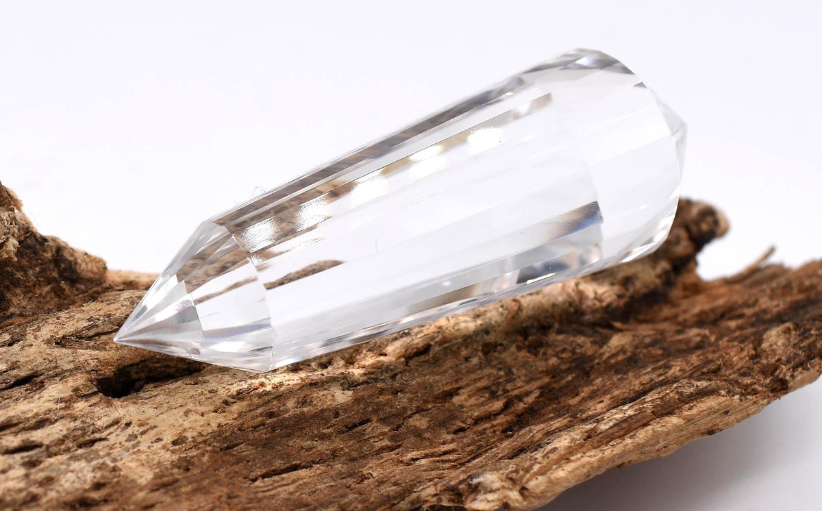 24 Sided Flawless Himalayan Quartz Vogel Wand: Ethically Hand-Mined Natural Crystal