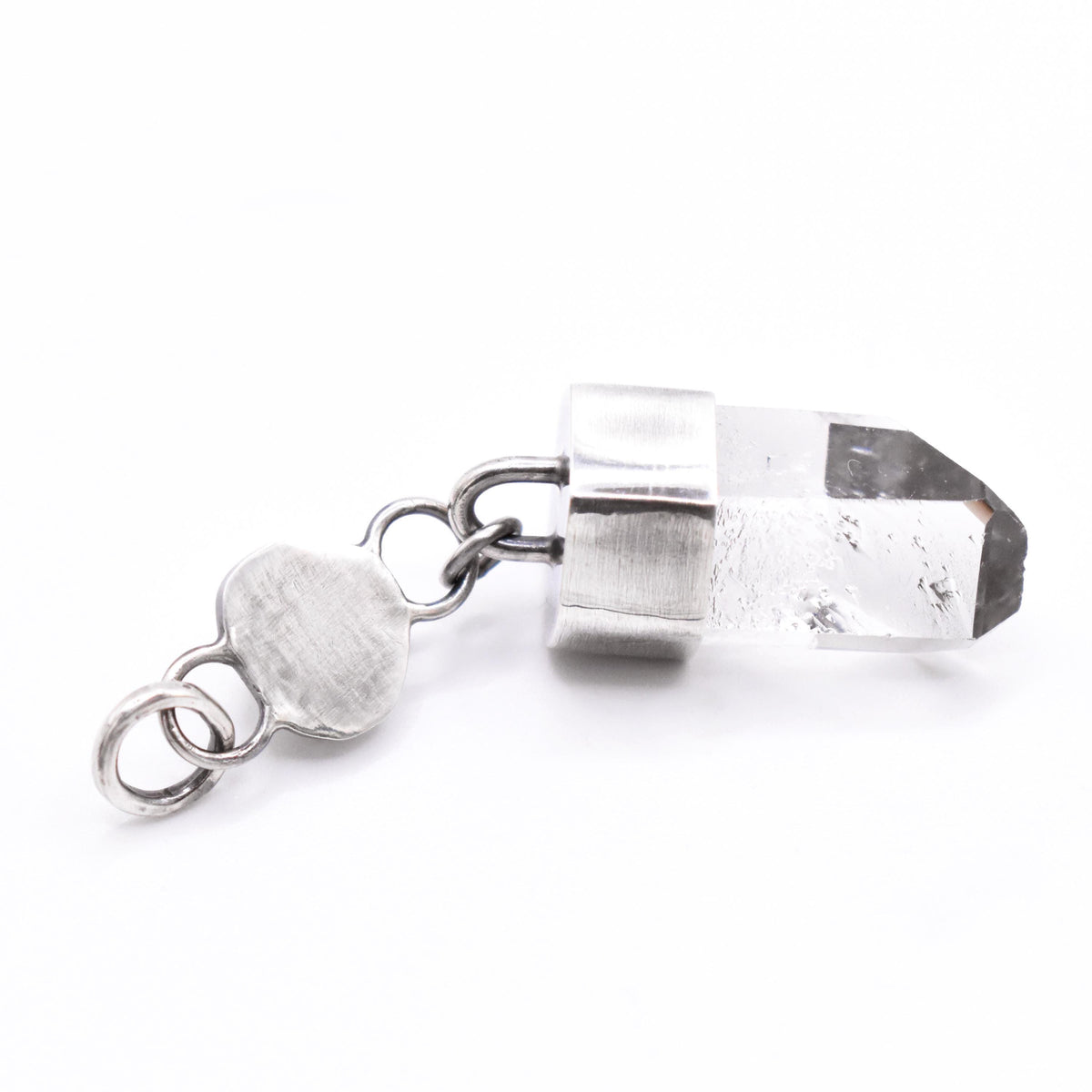 Handmade Himalayan Quartz and Rainbow Moonstone Oxidised Sterling Silver Pendant