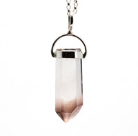 Lithium Quartz Phantom Silver Pendant: Ethically Mined Natural Crystal for Calm