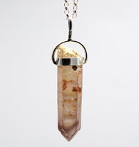 Lithium Quartz Phantom Silver Pendant: Ethically Mined Natural Crystal