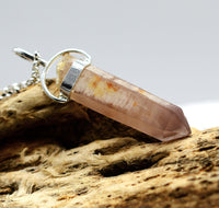 Lithium Quartz Phantom Silver Pendant: Ethically Mined Natural Crystal