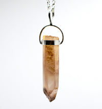 Lithium Quartz Phantom Silver Pendant: Ethically Mined Natural Crystal for Calm