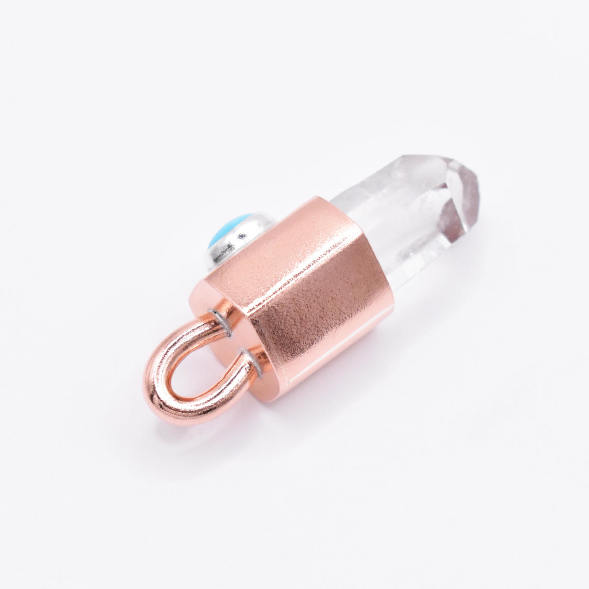 Handmade Himalayan Quartz and Turquoise Copper and Silver Crystal Pendant