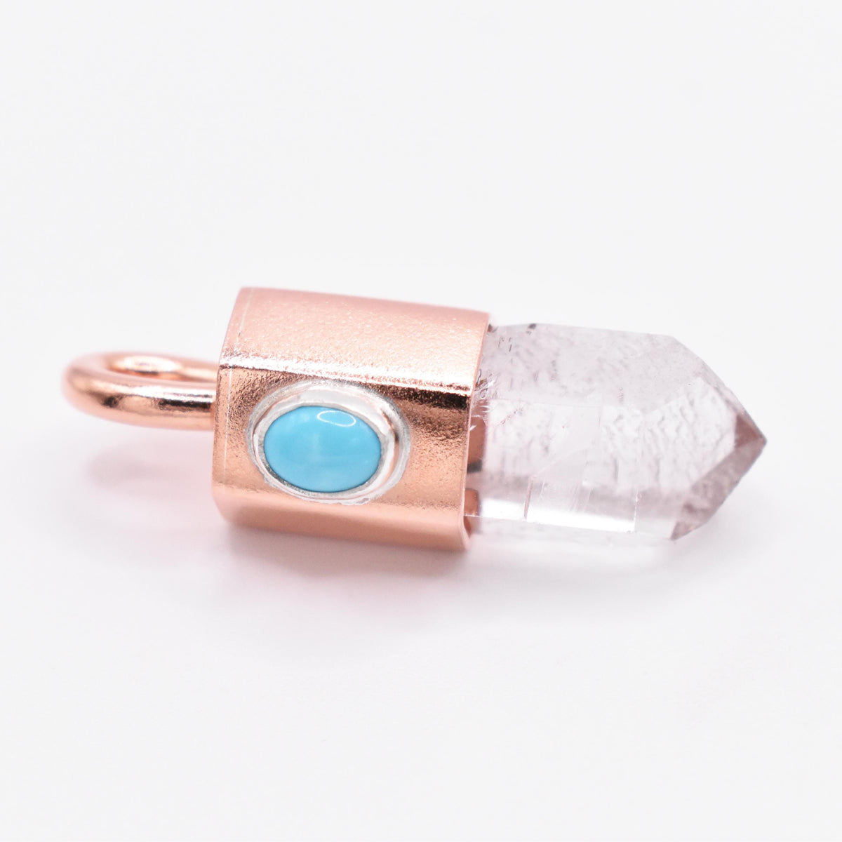 Handmade Himalayan Quartz and Turquoise Copper and Silver Crystal Pendant