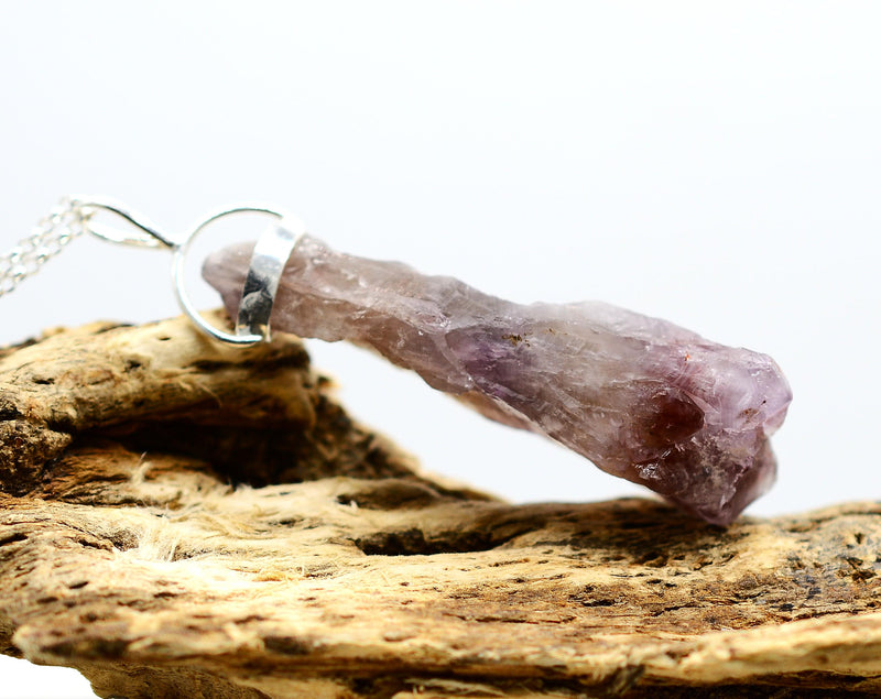 Raw Super 7 Silver Pendant: Ethically Mined Natural Crystal