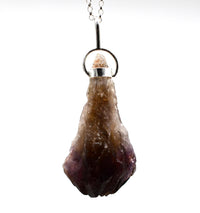 Raw Super 7 Silver Pendant: Ethically Mined Natural Crystal