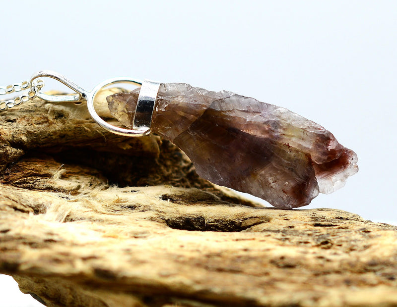 Raw Super 7 Silver Pendant: Ethically Mined Natural Crystal