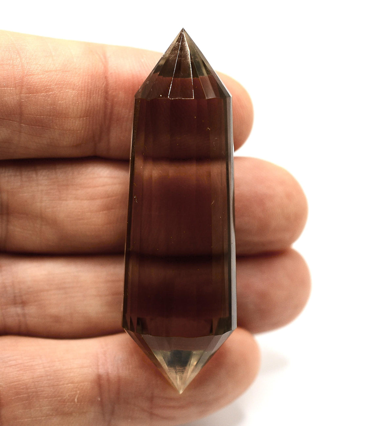 24-Sided Himalayan Smoky Quartz Vogel Wand: Ethically Hand Mined Crystal