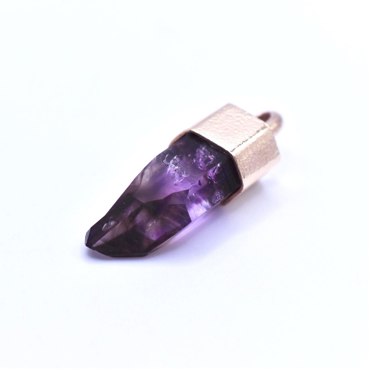 Handmade Brandberg Amethyst Harlequin Quartz Solid Gold Pendant