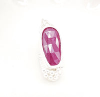 Natural Ruby Sterling Silver Granulation Pendant: Unique Handmade Gemstone Jewellery