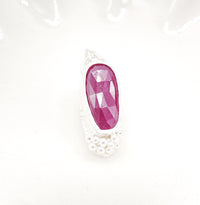 Natural Ruby Sterling Silver Granulation Pendant: Unique Handmade Gemstone Jewellery