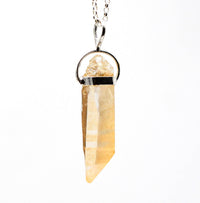 Golden Lemurian Quartz Silver Pendant: Ethically Mined Natural Crystal