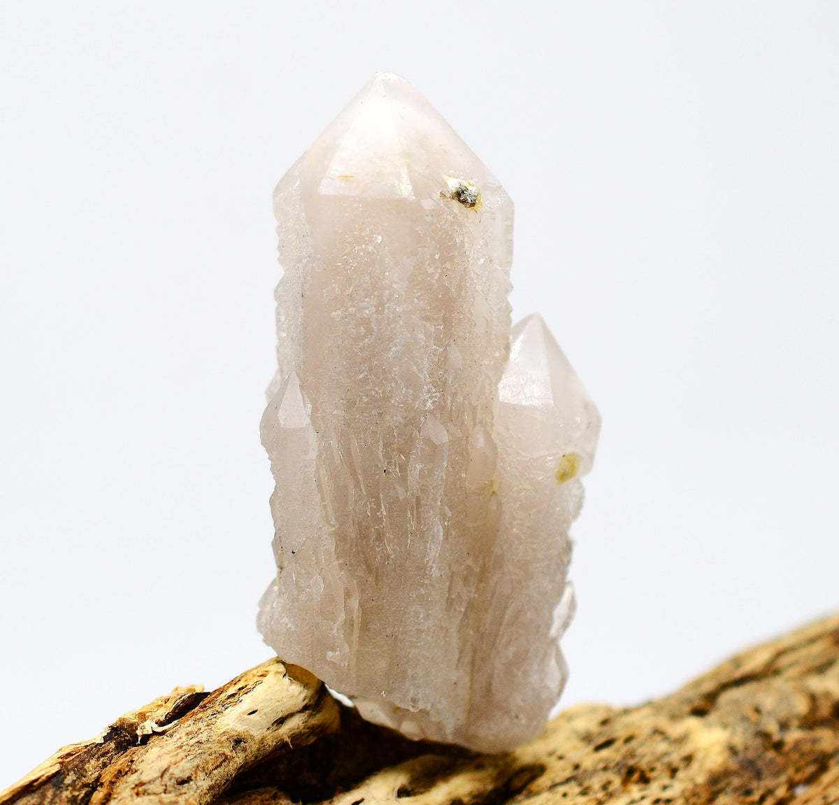 Mongolian Elestial Green Quartz White Phantom with Hedenbergite