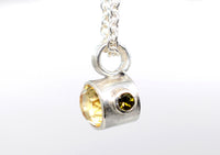 Handmade Citrine & Green Tourmaline Silver Pendant