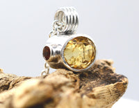 Handmade Citrine, Madeira Citrine & Green Tourmaline Silver Pendant: Unique Handmade Gemstone Jewellery
