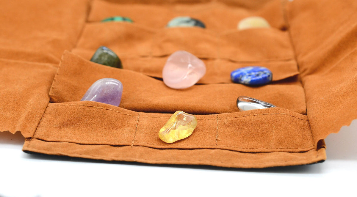 Crystal Healing Tumble Stone Set: Citrine, Amethyst & Chakra Balancing