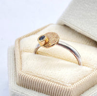 Gold and Silver Sapphire Daisy Ring Handmade