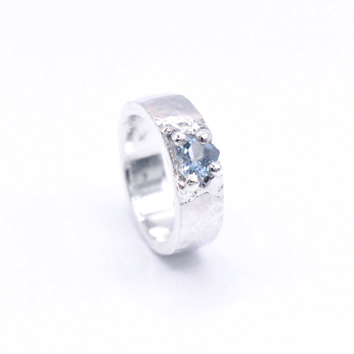 Sky Blue Topaz Sterling Silver Ring: Unique Handmade Natural Gemstone Jewellery