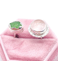 Rose Quartz and Serpentine Open Ring