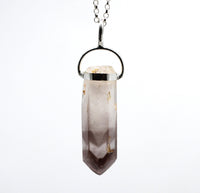 Lithium Quartz Phantom Silver Pendant: Ethically Mined Natural Crystal for Calm