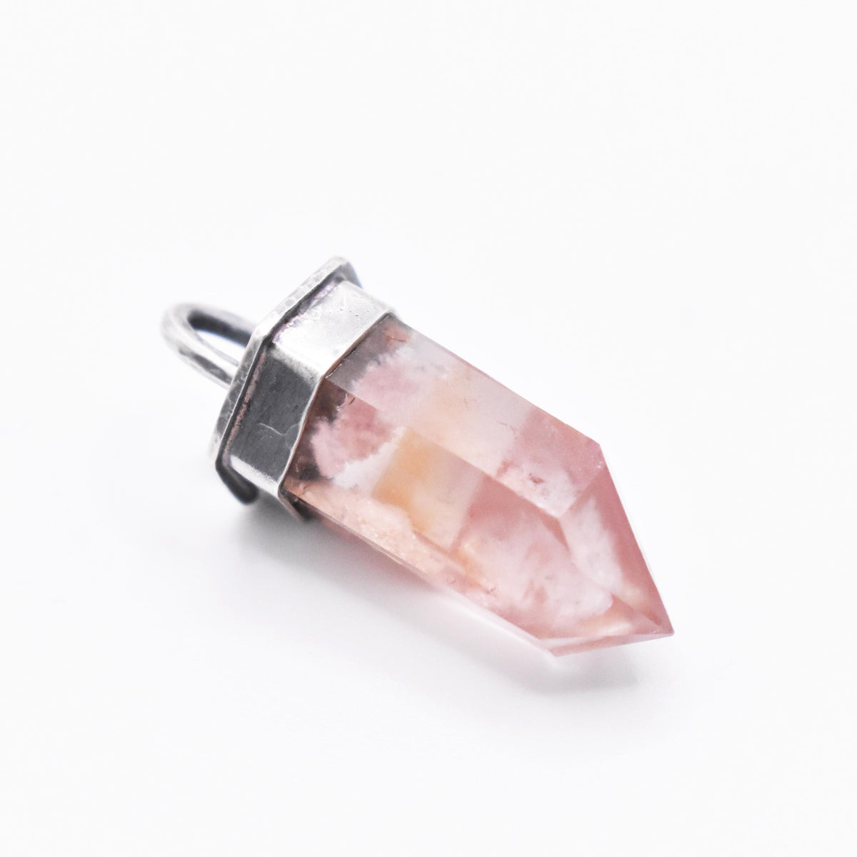 Handmade Lithium Quartz Crystal Oxidised Sterling Silver Pendant