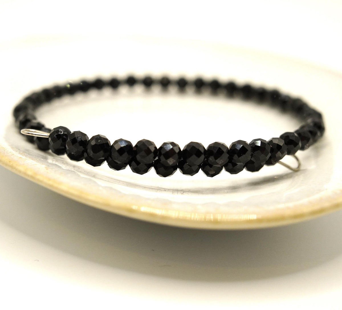 Faceted Black Spinel Bracelet: Unique Handmade Natural Gemstone Jewellery
