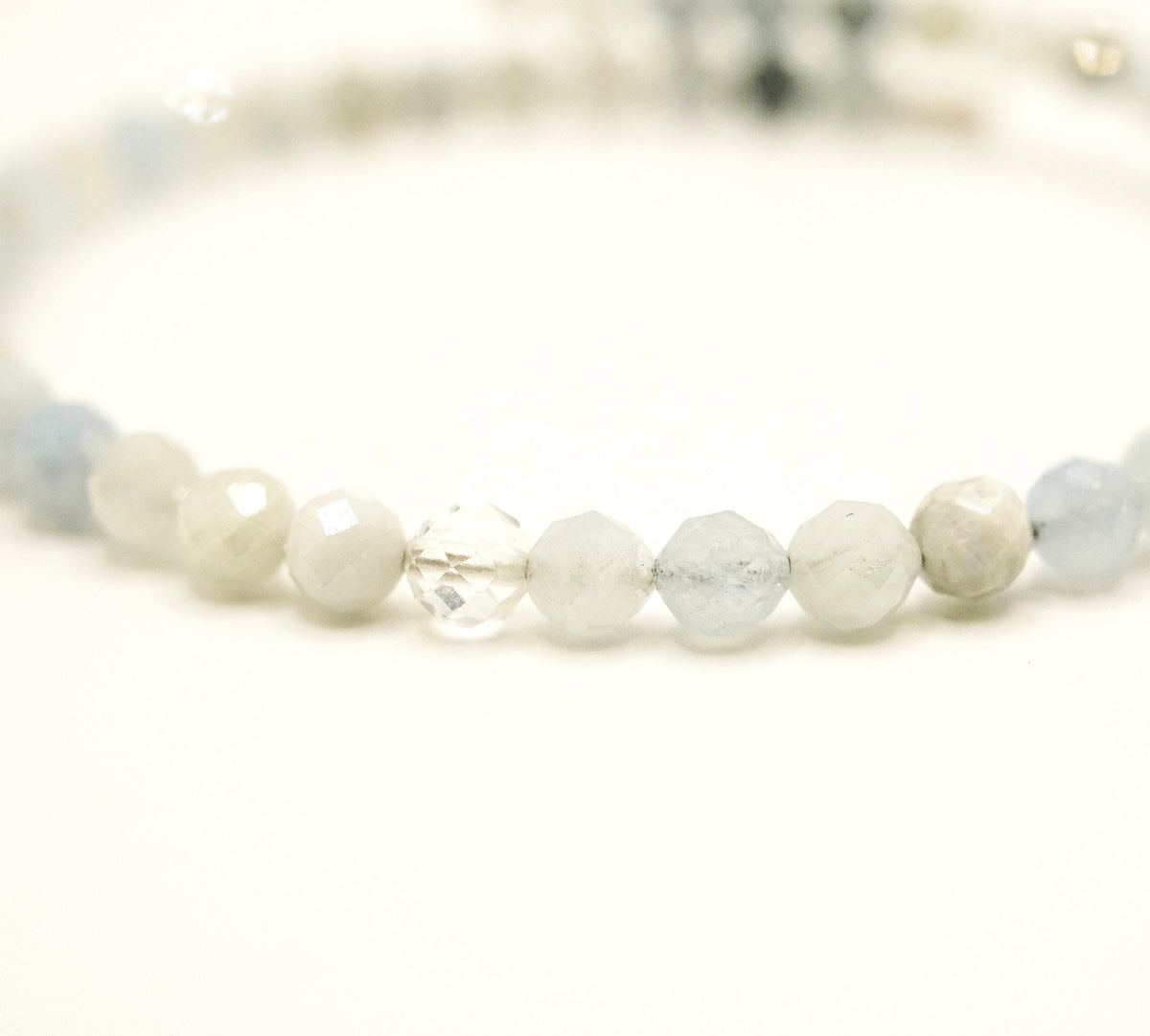 Aquamarine & Quartz Bracelet: Unique Handmade Natural Gemstone Jewellery