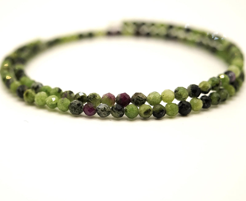 Faceted Ruby-Zoisite Bracelet: Unique Handmade Natural Gemstone Jewellery