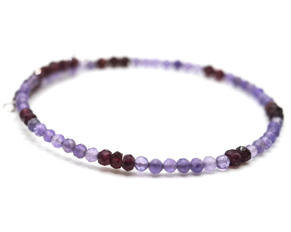 Faceted Amethyst & Garnet Bracelet: Unique Handmade Natural Gemstone Jewellery