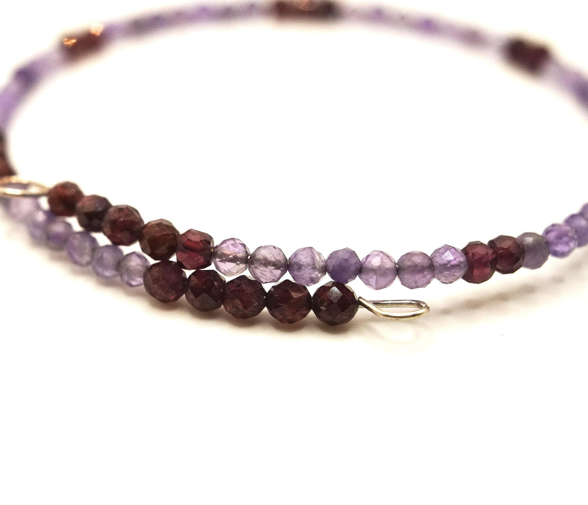 Faceted Amethyst & Garnet Bracelet: Unique Handmade Natural Gemstone Jewellery