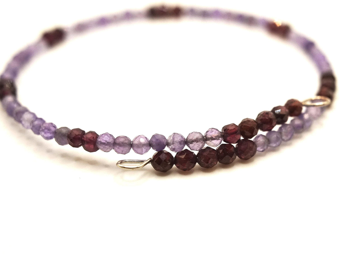 Faceted Amethyst & Garnet Bracelet: Unique Handmade Natural Gemstone Jewellery