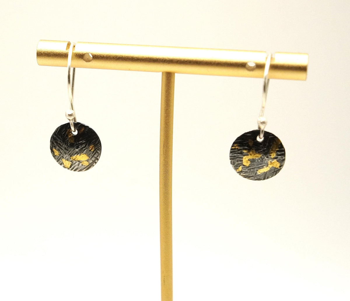24k Gold & Oxidised Sterling Silver Earrings: Unique Handmade Jewellery