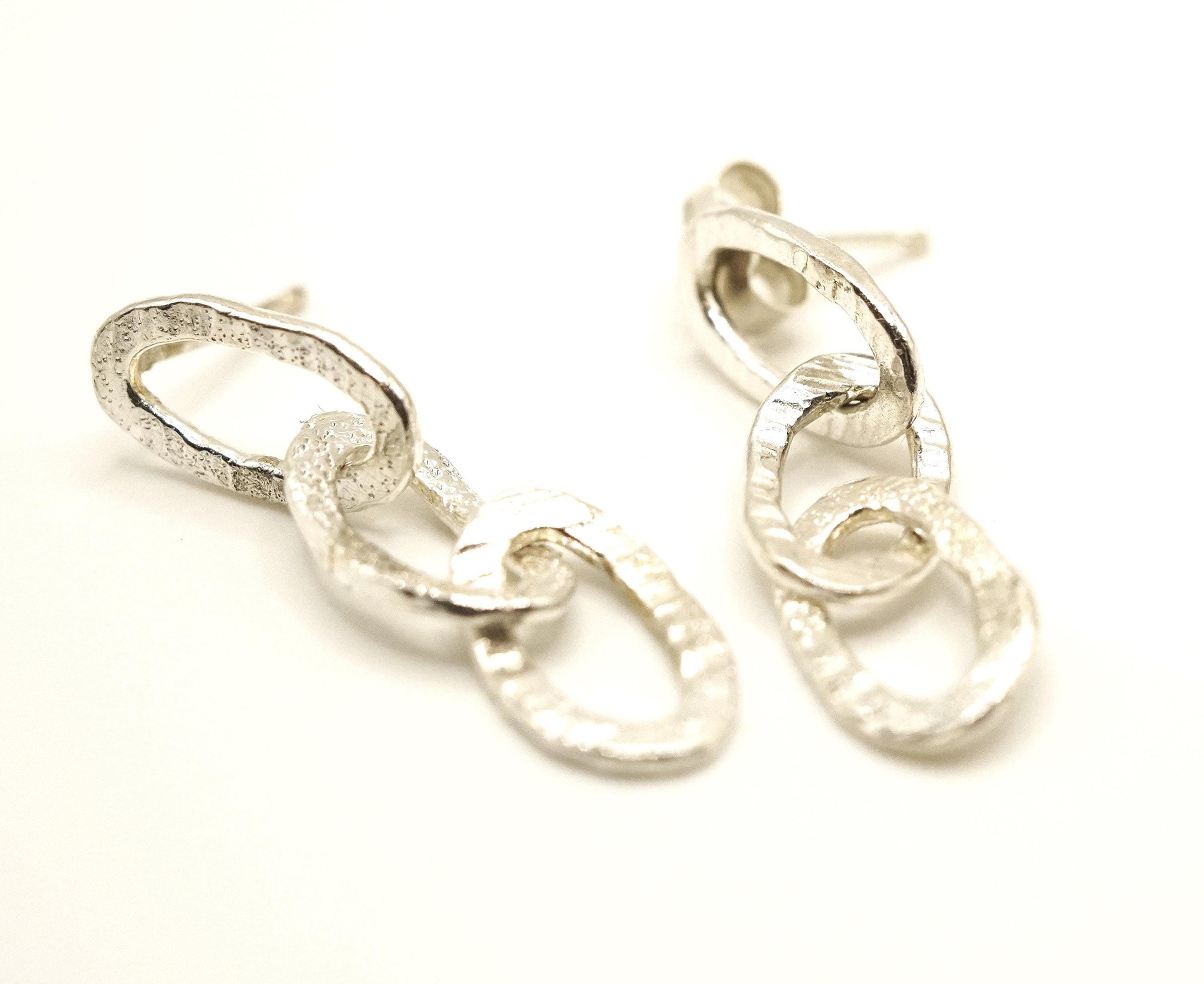 Textured Silver Earrings: Unique Handmade Jewellery
