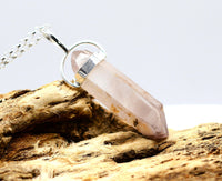 Lithium Quartz Silver Pendant: Ethically Mined Natural Crystal for Calm