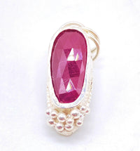 Natural Ruby Sterling Silver Granulation Pendant: Unique Handmade Gemstone Jewellery