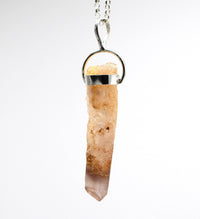Lithium Quartz Phantom Silver Pendant: Ethically Mined Natural Crystal for Calm