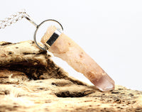 Lithium Quartz Phantom Silver Pendant: Ethically Mined Natural Crystal for Calm