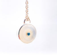 Onyx and Blue Apatite Sterling Silver Pendant: Unique Handmade Natural Gemstone Jewellery