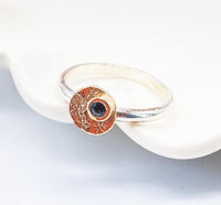 Gold and Silver Sapphire Daisy Ring Handmade