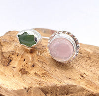 Rose Quartz and Serpentine Open Ring