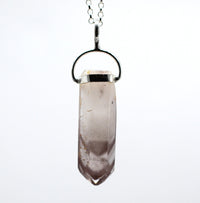 Lithium Quartz Phantom Silver Pendant: Ethically Mined Natural Crystal for Calm